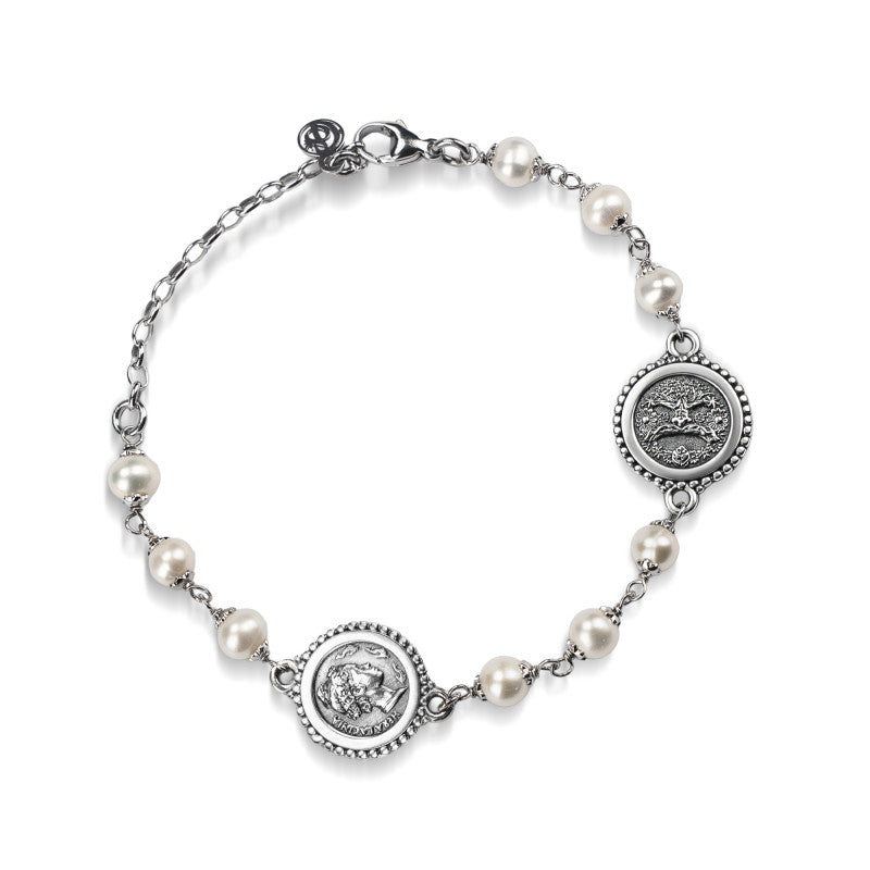 Bracciale Gerardo Sacco Perle Argento Brunito Moneta e Maschera