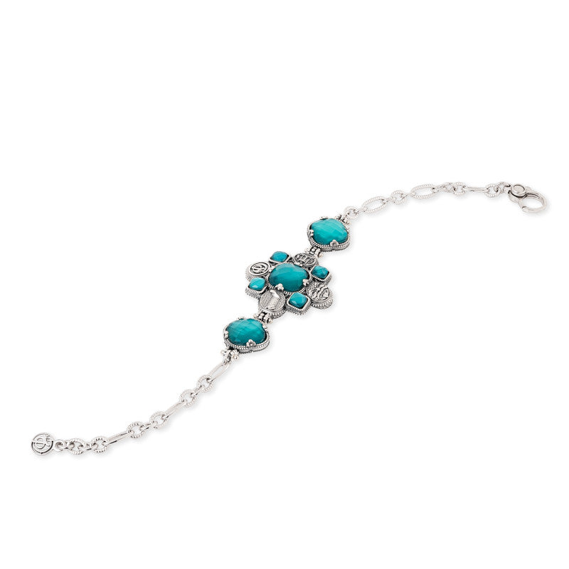 Bracciale Gerardo Sacco Magna Grecia Argento Pietre Sfaccettate Verdi