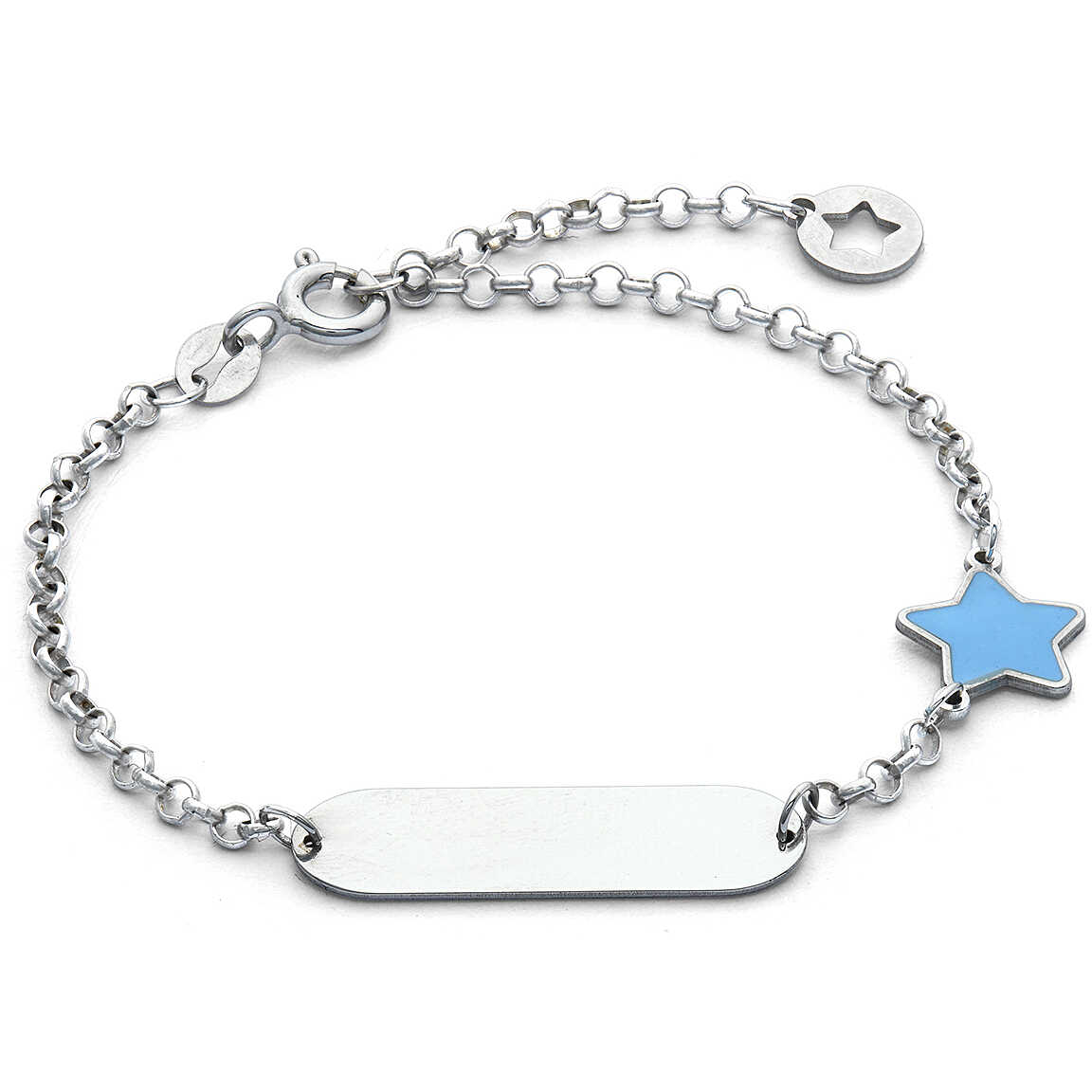 Bracciale Comete Kids Argento Piastrina e Stella Azzurra