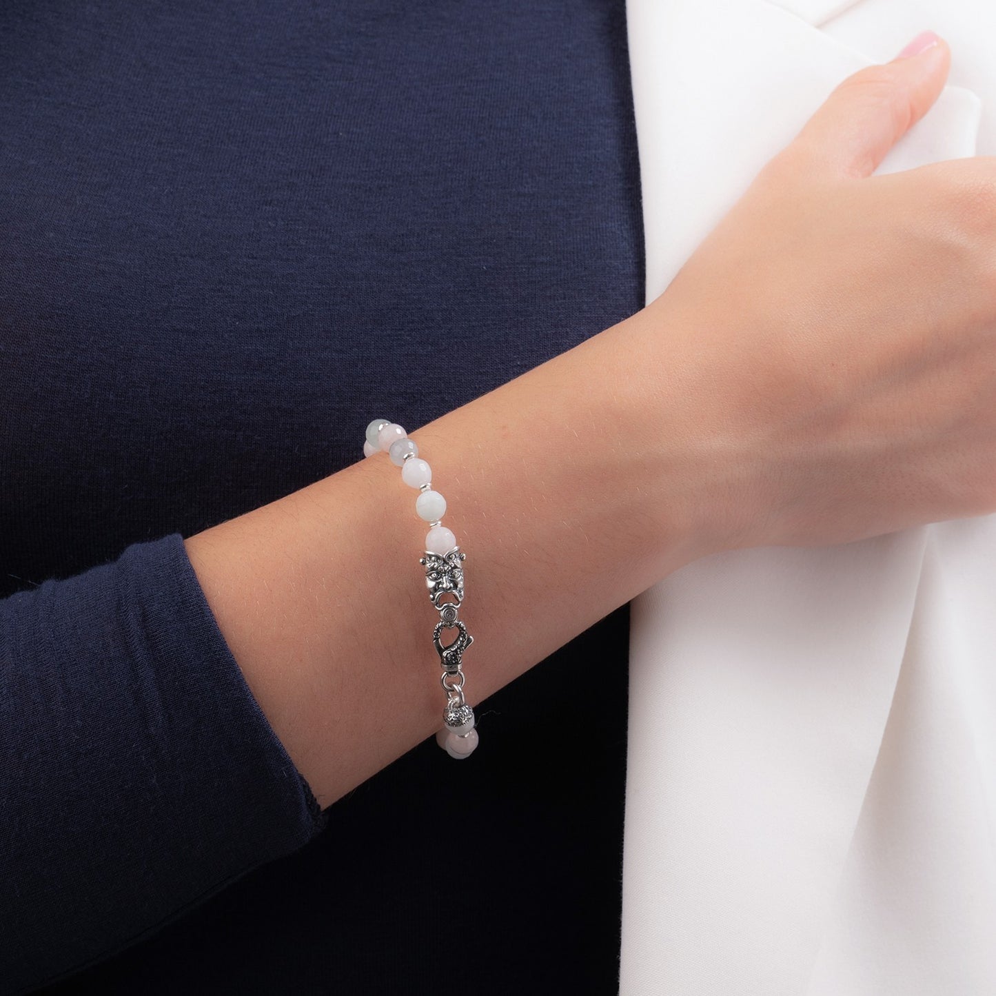 Bracciale Gerardo Sacco Maschere in Argento Morganite Multicolor con Maschera