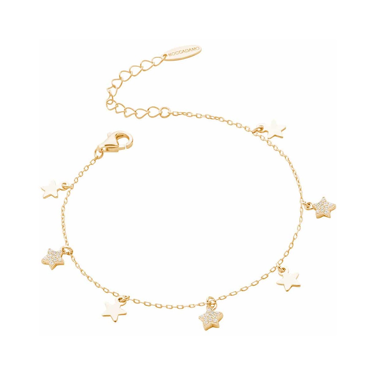 Bracciale Boccadamo Gaya Argento Dorato Charms Stelle Zirconi