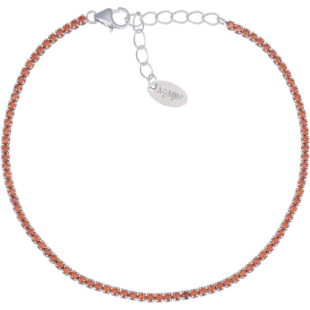 Bracciale Amen Tennis Mania Argento Zirconi Arancioni