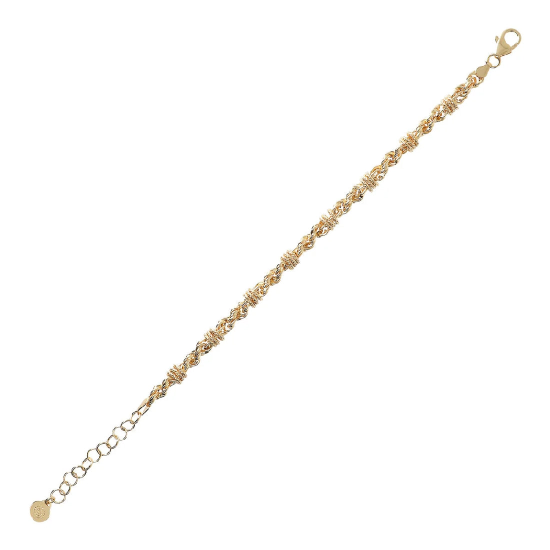 Bracciale Etrusca Gioielli Lega Golden Placcata Oro 18 Kt Catena Fune Con Rondelle