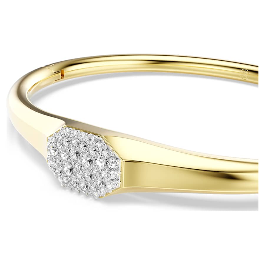 Bracciale Rigido Swarovski Dextera Taglio Round, Bianco, Placcato color oro - Misura M