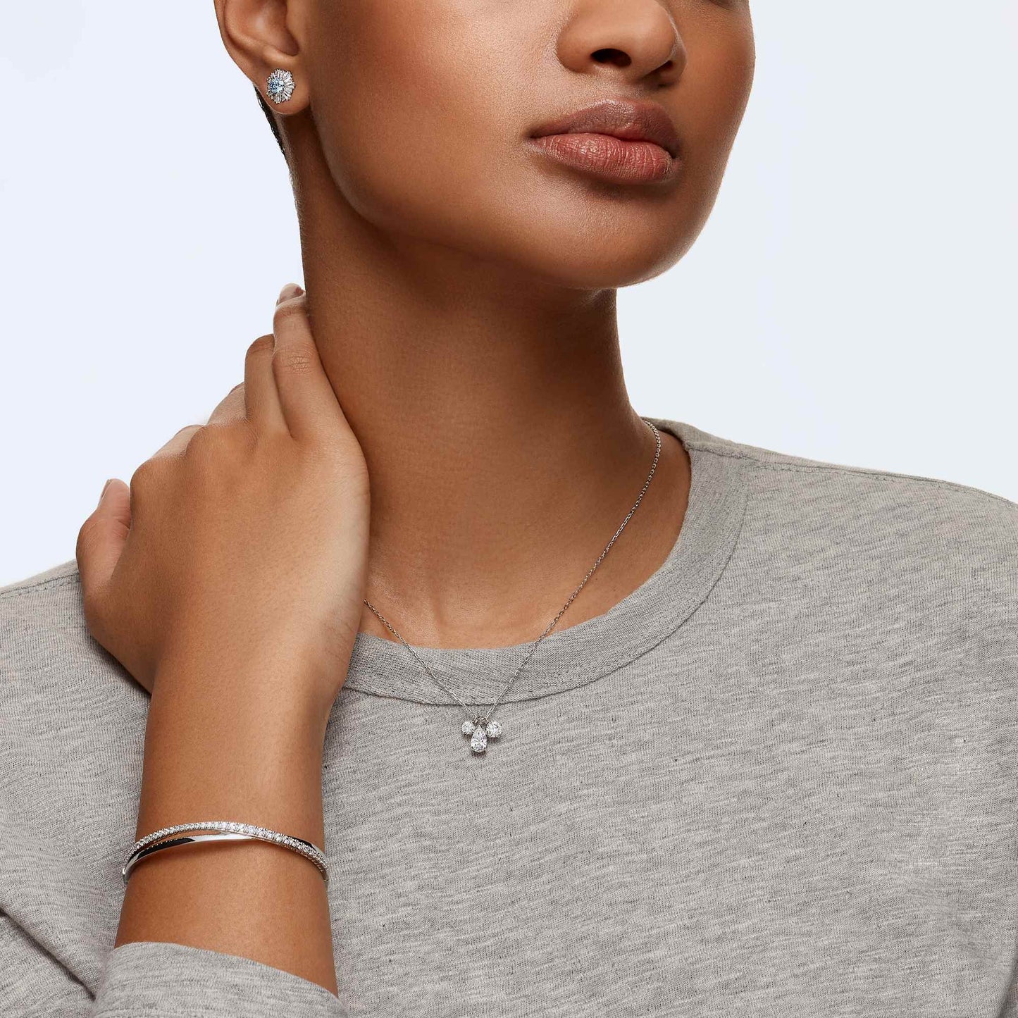 Bracciale rigido Swarovski Hyperbola Bianco, Placcato rodio