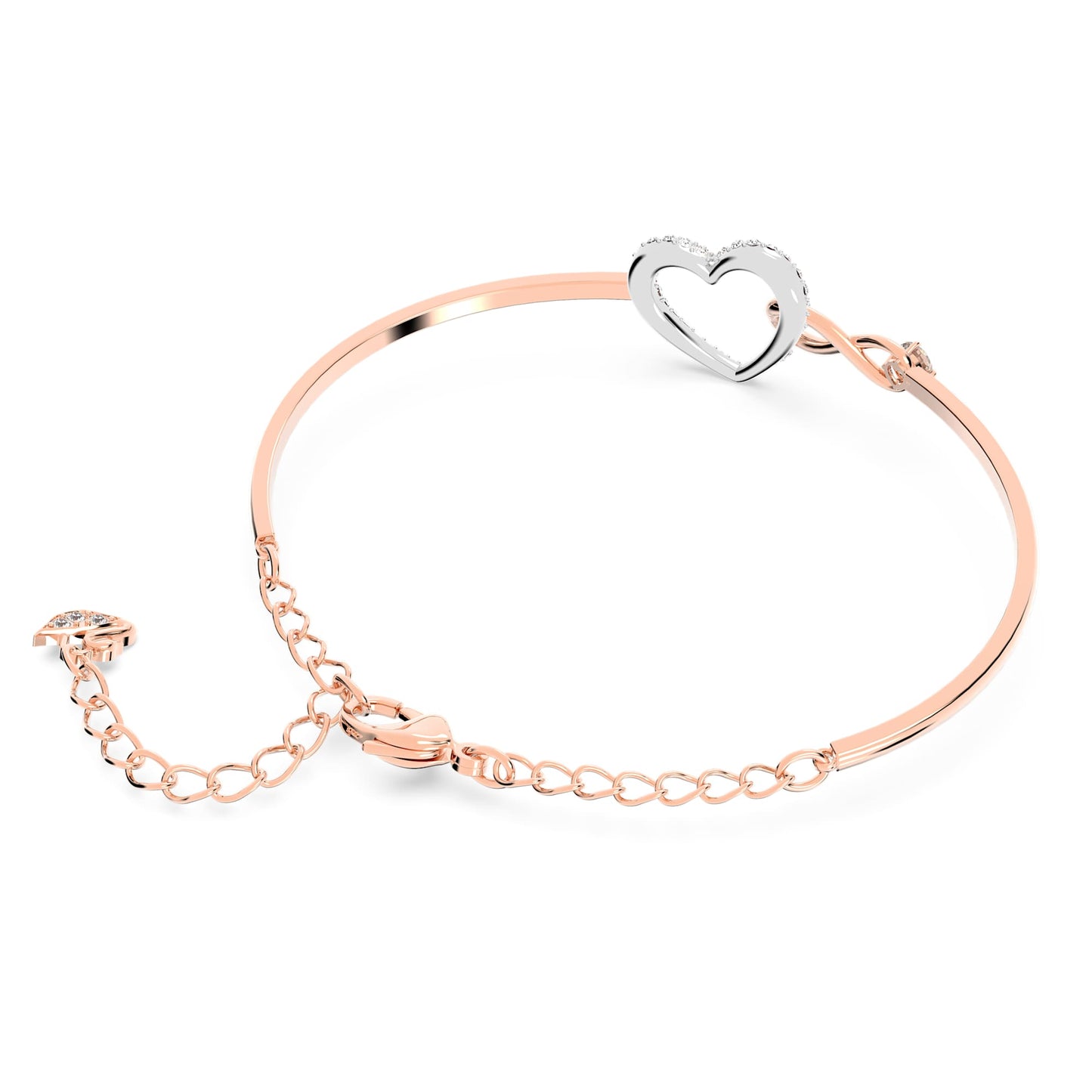 Bracciale rigido Swarovski Hyperbola Infinito e cuore, Bianco, Mix di finiture