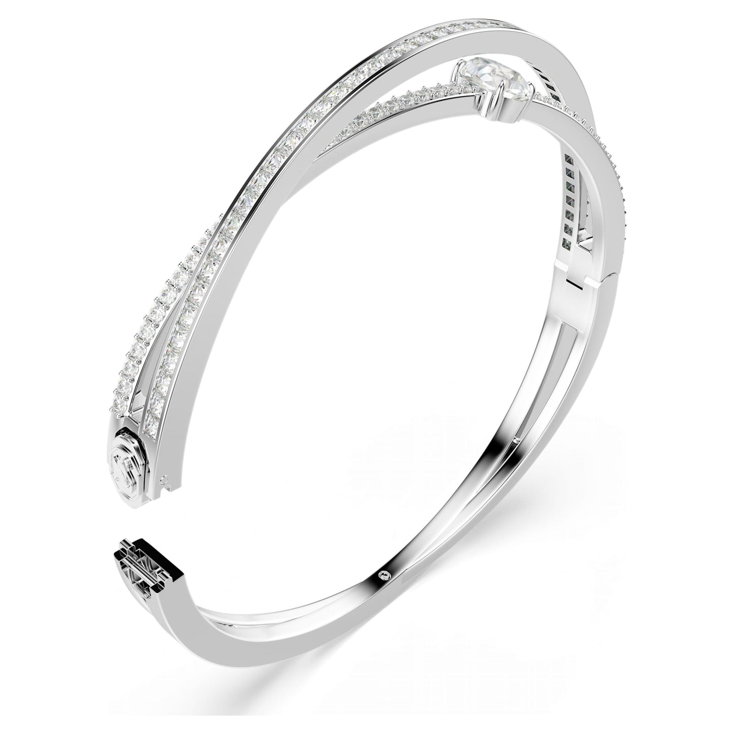 Bracciale Rigido Swarovski Hyperbola Taglio misto, Bianco, Placcato rodio