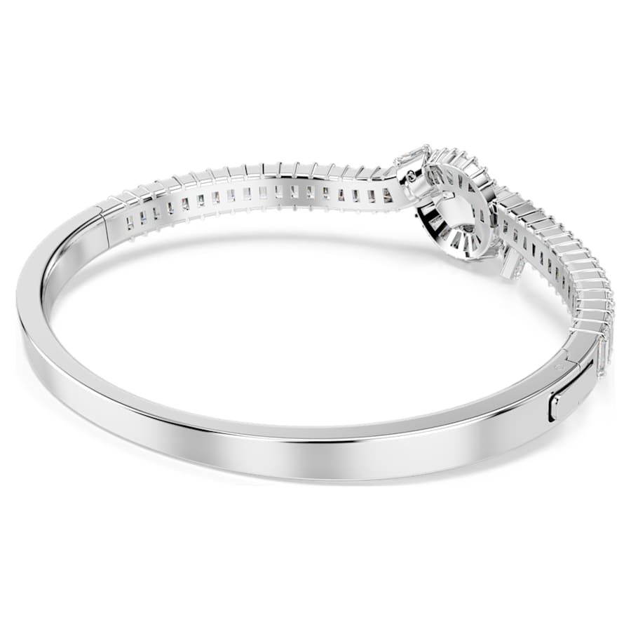 Bracciale Rigido Swarovski Matrix Taglio baguette, Nodo, Bianco, Placcato rodio