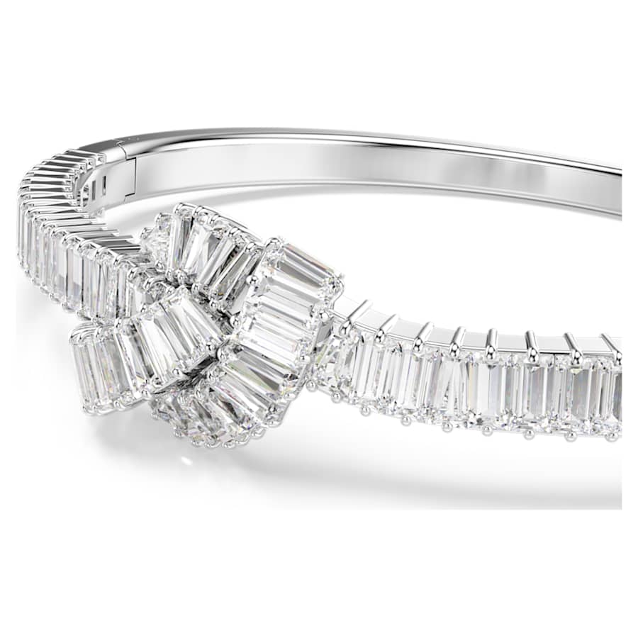 Bracciale Rigido Swarovski Matrix Taglio baguette, Nodo, Bianco, Placcato rodio - Misura S