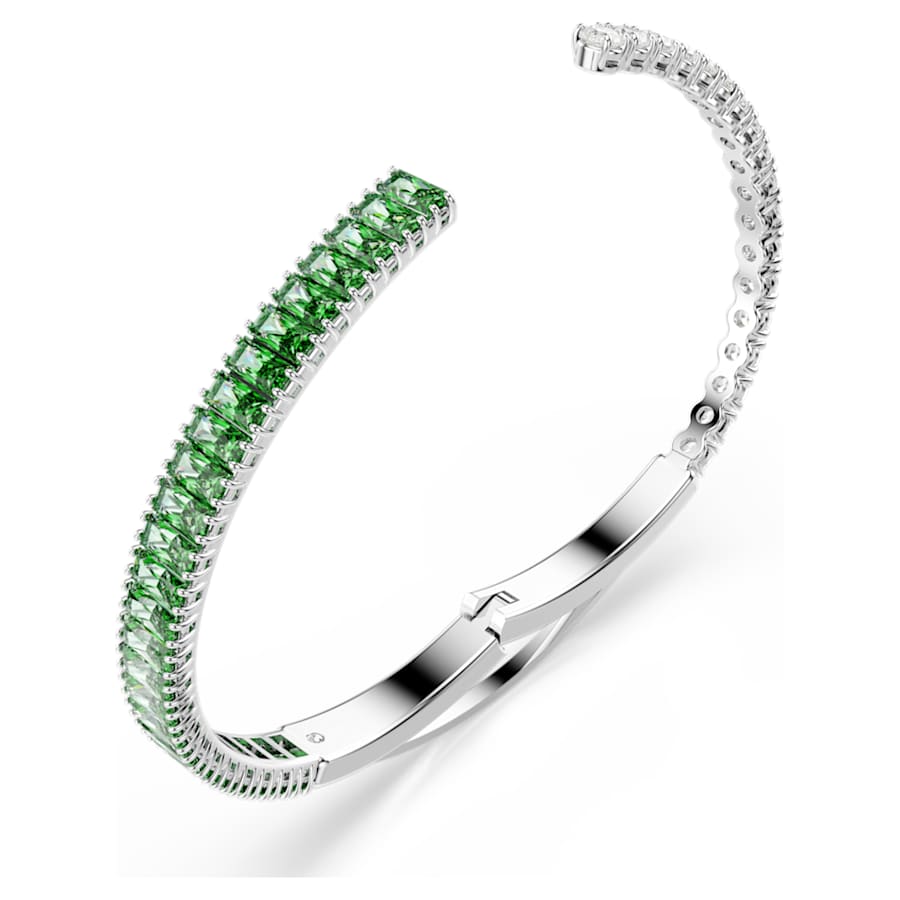 Bracciale Rigido Swarovski Matrix Taglio misto, Verde, Placcato rodio - Misura S