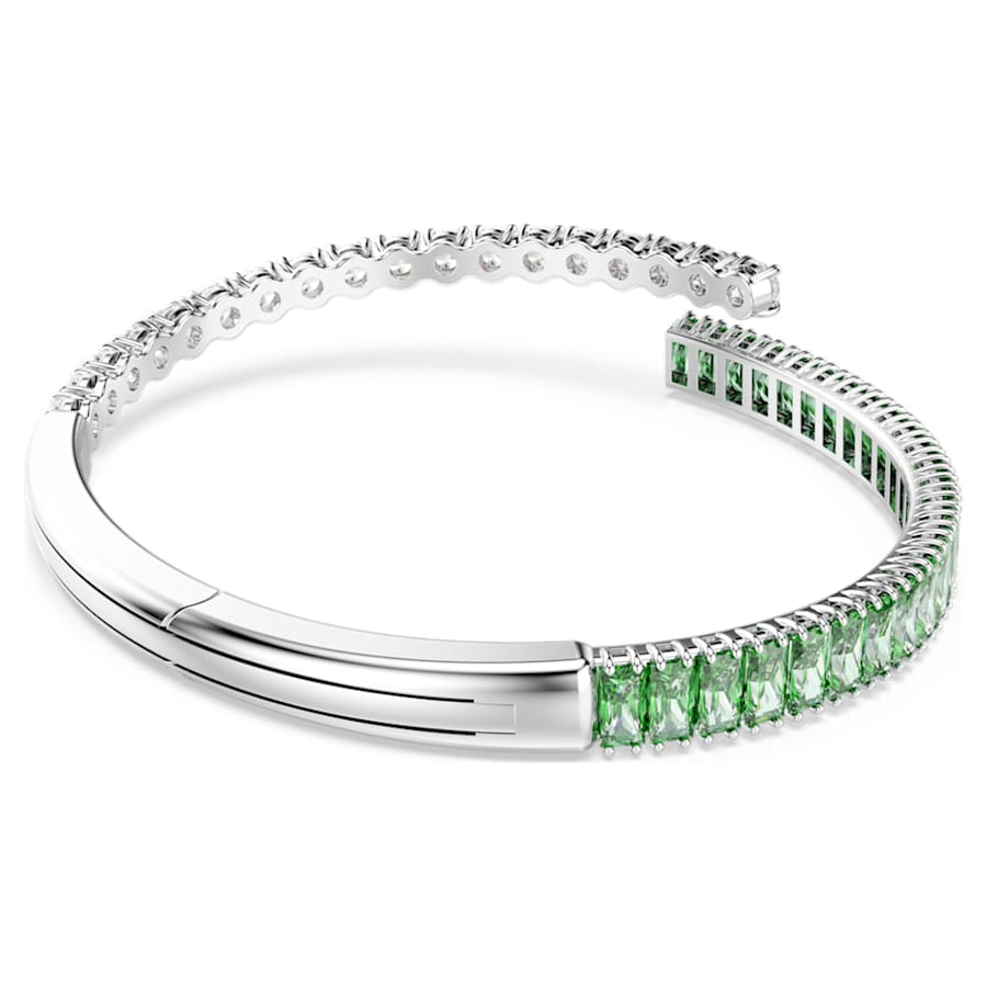 Bracciale Rigido Swarovski Matrix Taglio misto, Verde, Placcato rodio - Misura L