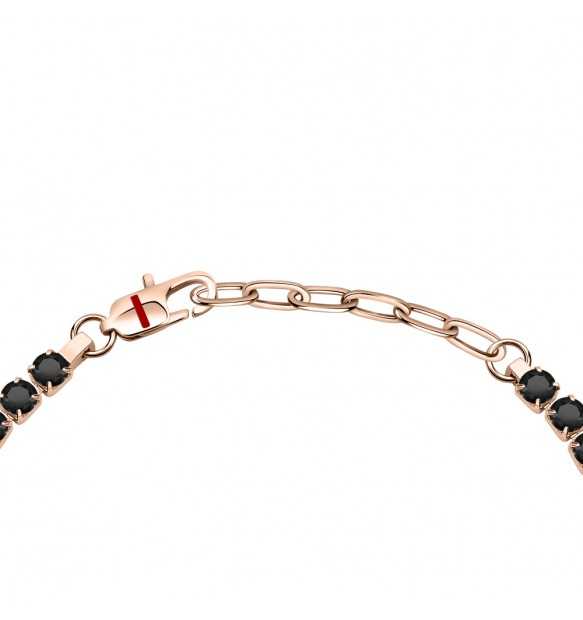 Bracciale Uomo Tennis Sector Acciaio Pvd Oro Cristalli Neri