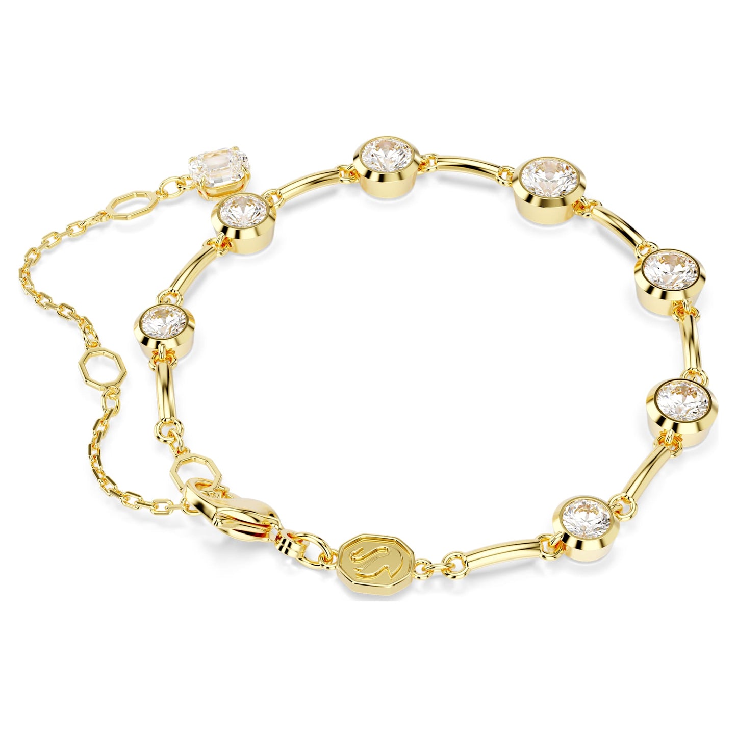 Bracciale Tennis Swarovski Imber Tagli arrotondati misti, Bianco, Placcato color oro