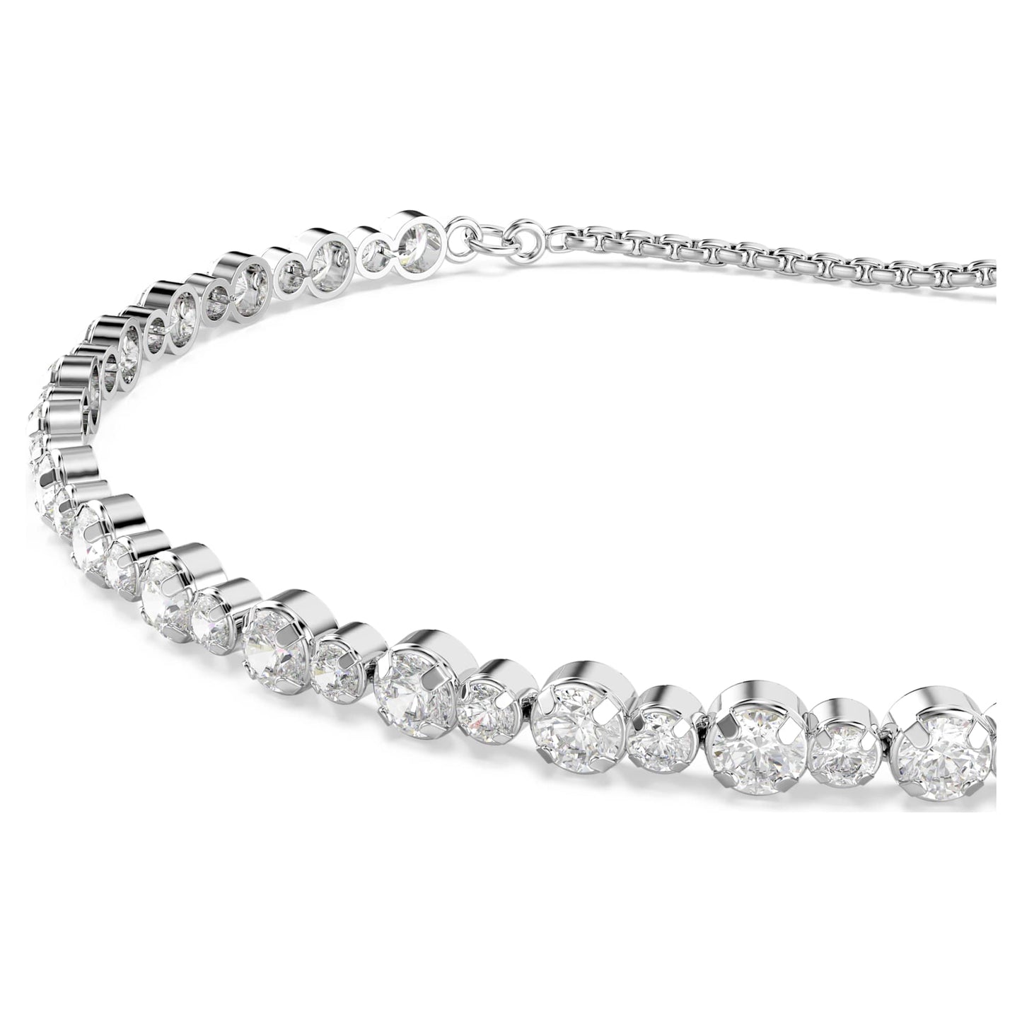 Bracciale Tennis Swarovski Matrix Tagli arrotondati misti, Bianco, Placcato rodio