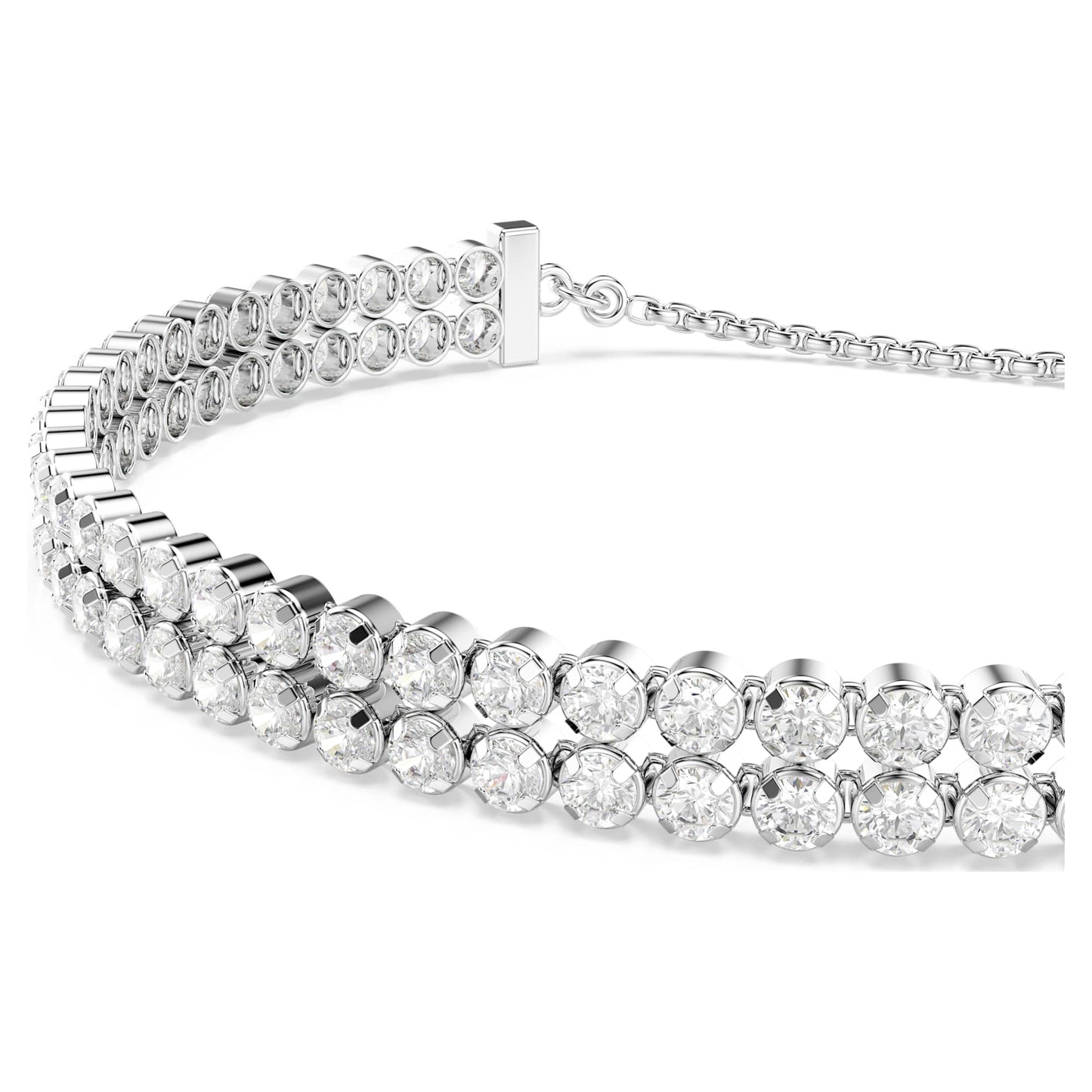 Bracciale Tennis Swarovski Matrix Taglio Round, Bianco, Placcato rodio
