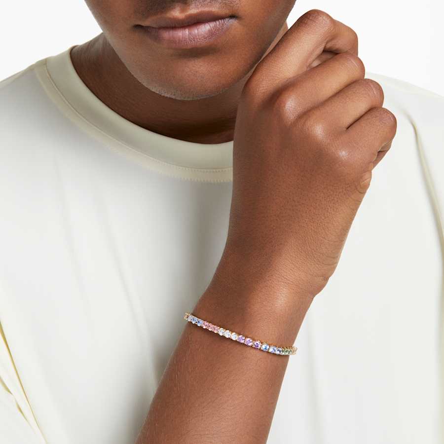 Bracciale Swarovski Tennis Matrix Taglio Round, Multicolore, Placcato color oro