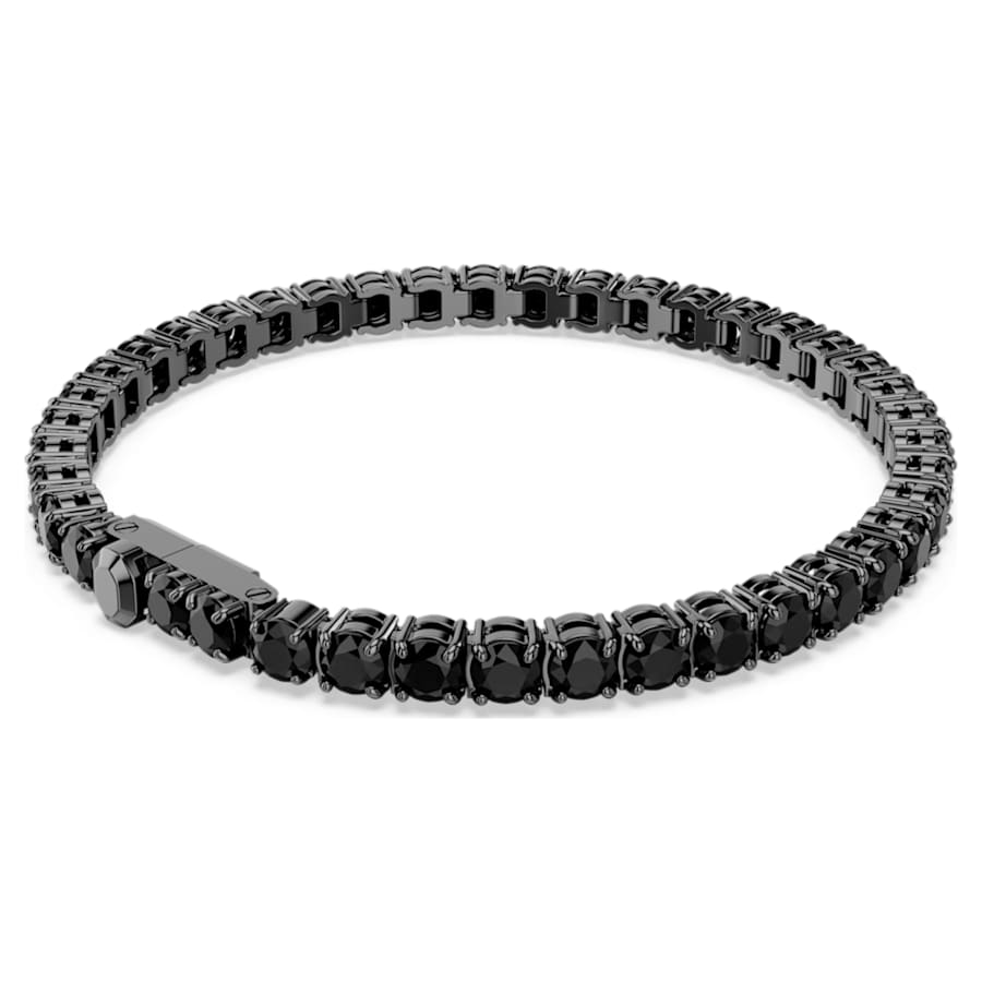 Bracciale Swarovski Re Tennis Matrix Black Taglio Round, Nero, Placcato rutenio - Misura L