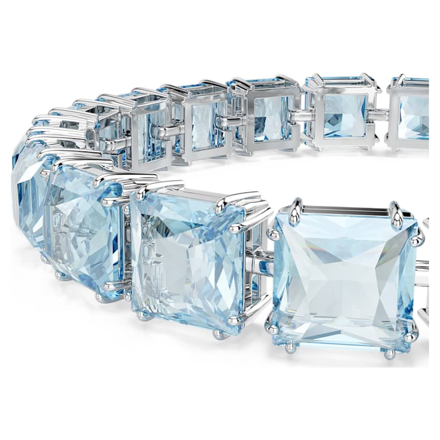 Bracciale Swarovski Millenia Taglio squadrato, Medio, Blu, Placcato rodio