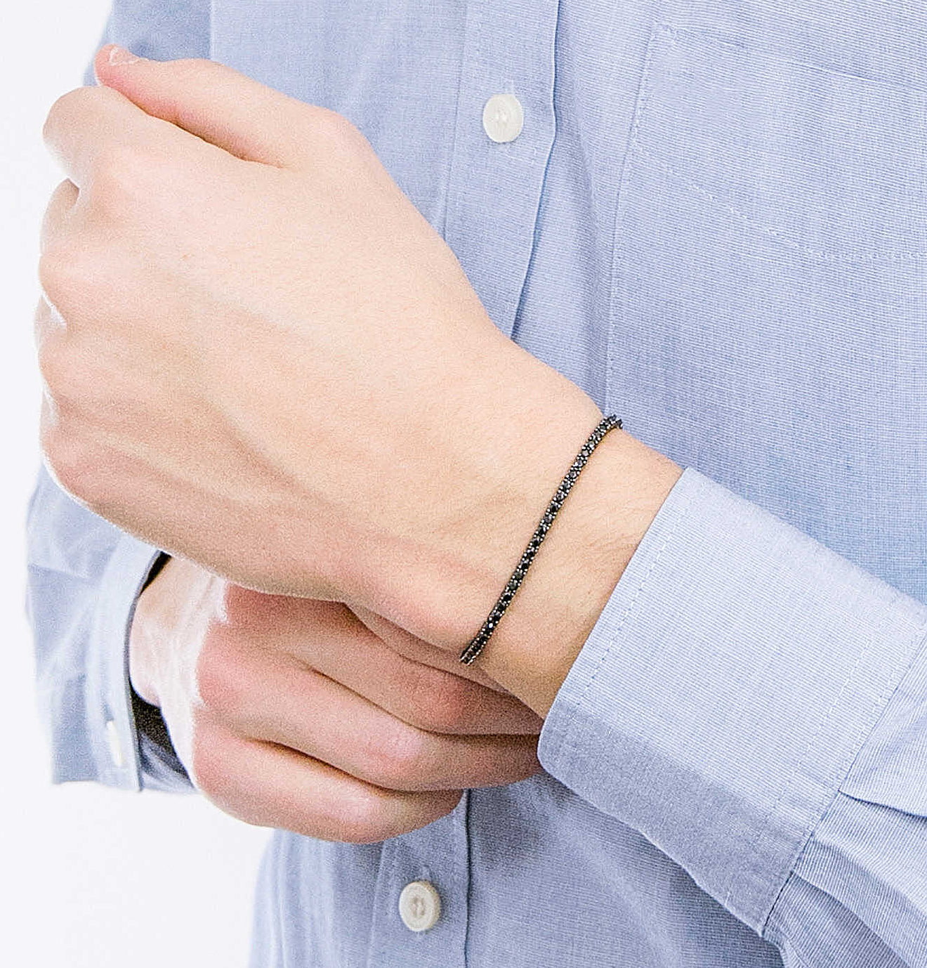 Bracciale Tennis Comete Argento Brunito Zirconi Neri - Misura 18 cm