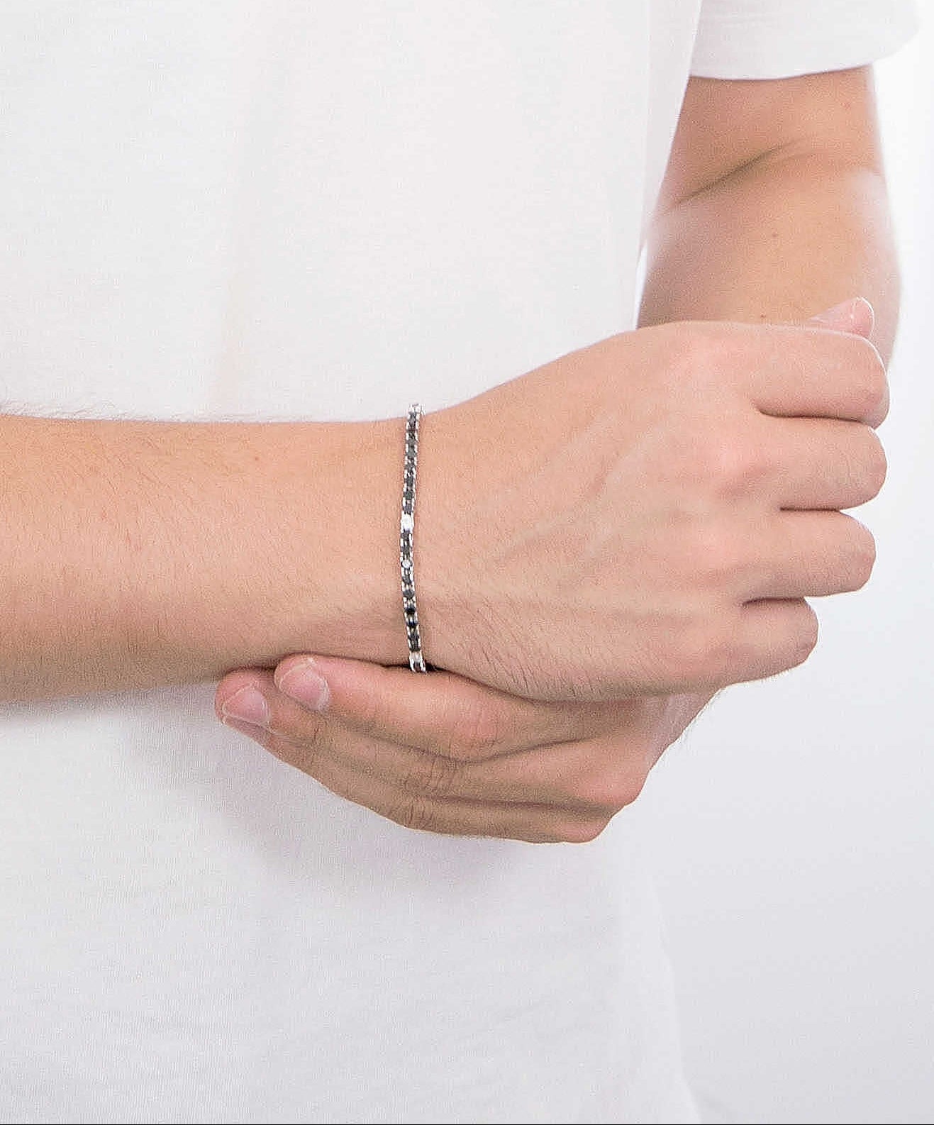 Bracciale Tennis Comete Argento Zirconi Neri e Bianchi - Misura 19 cm