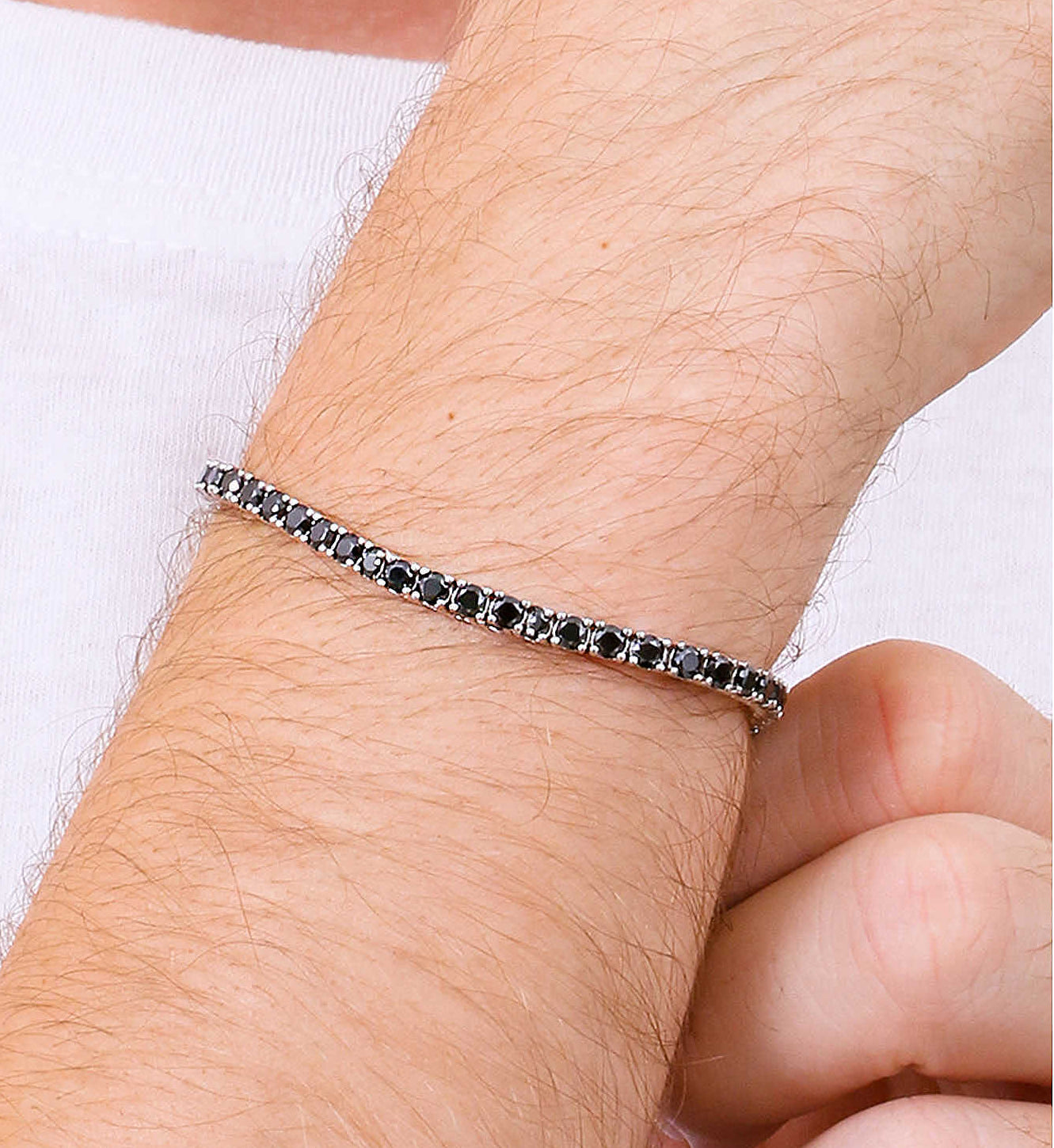 Bracciale Tennis Comete Argento Zirconi Neri - Misura 19 cm