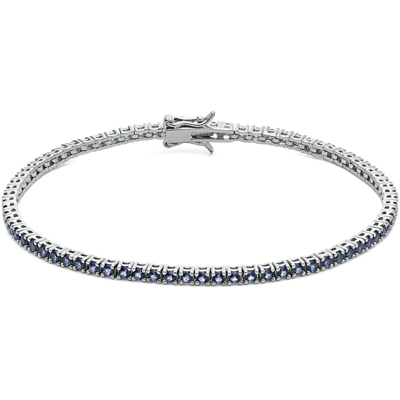 Bracciale Tennis Comete Argento e Zirconi Blu - Misura 19 cm