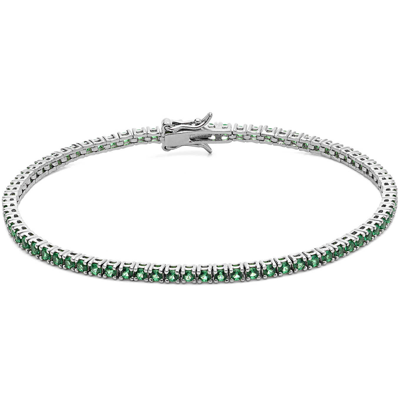 Bracciale Tennis Comete Argento Zirconi Verdi - Misura 19 cm
