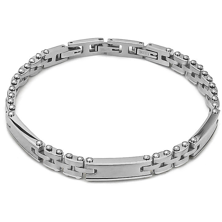 Bracciale Boccadamo Man Acciaio Lucido/Satinato + 3 Piastrine Rettangolari