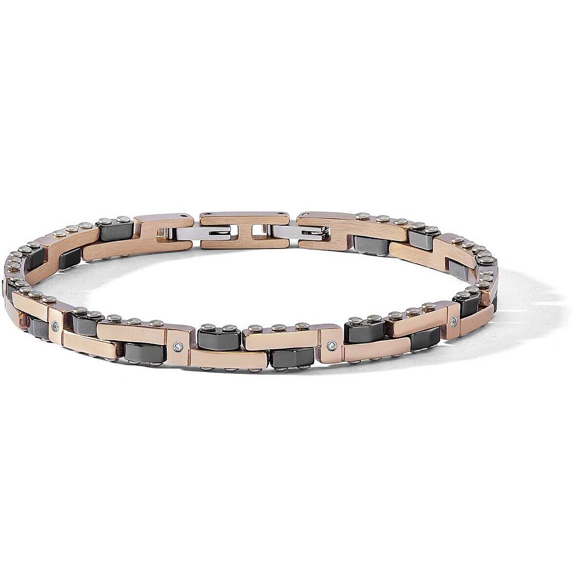 Bracciale Comete Diamonds Label Pvd Oro Rosa Ceramica Nera e Diamanti