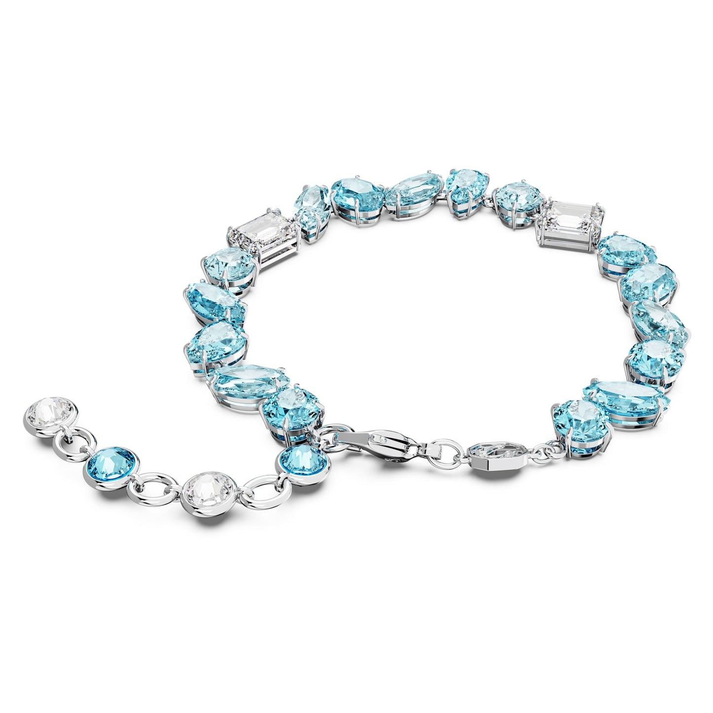 Bracciale Swarovski Gema Taglio misto, Blu, Placcato rodio