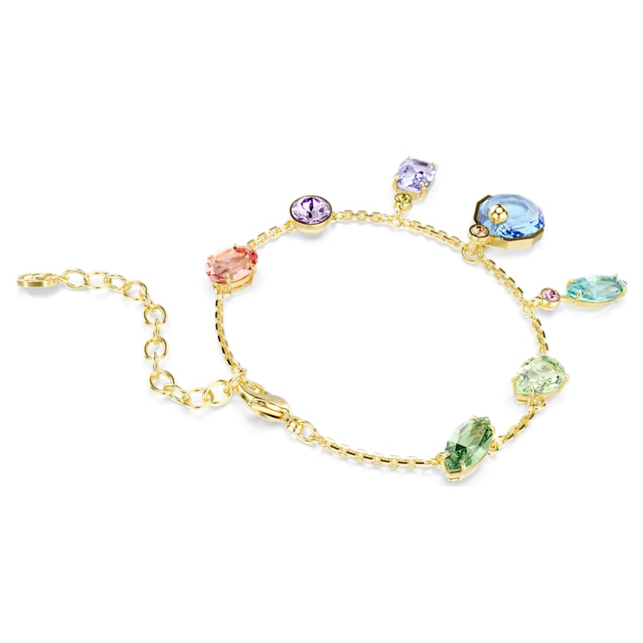 Bracciale Swarovski Gema Dangling Taglio misto, Cristalli pendenti, Multicolore, Placcato color oro