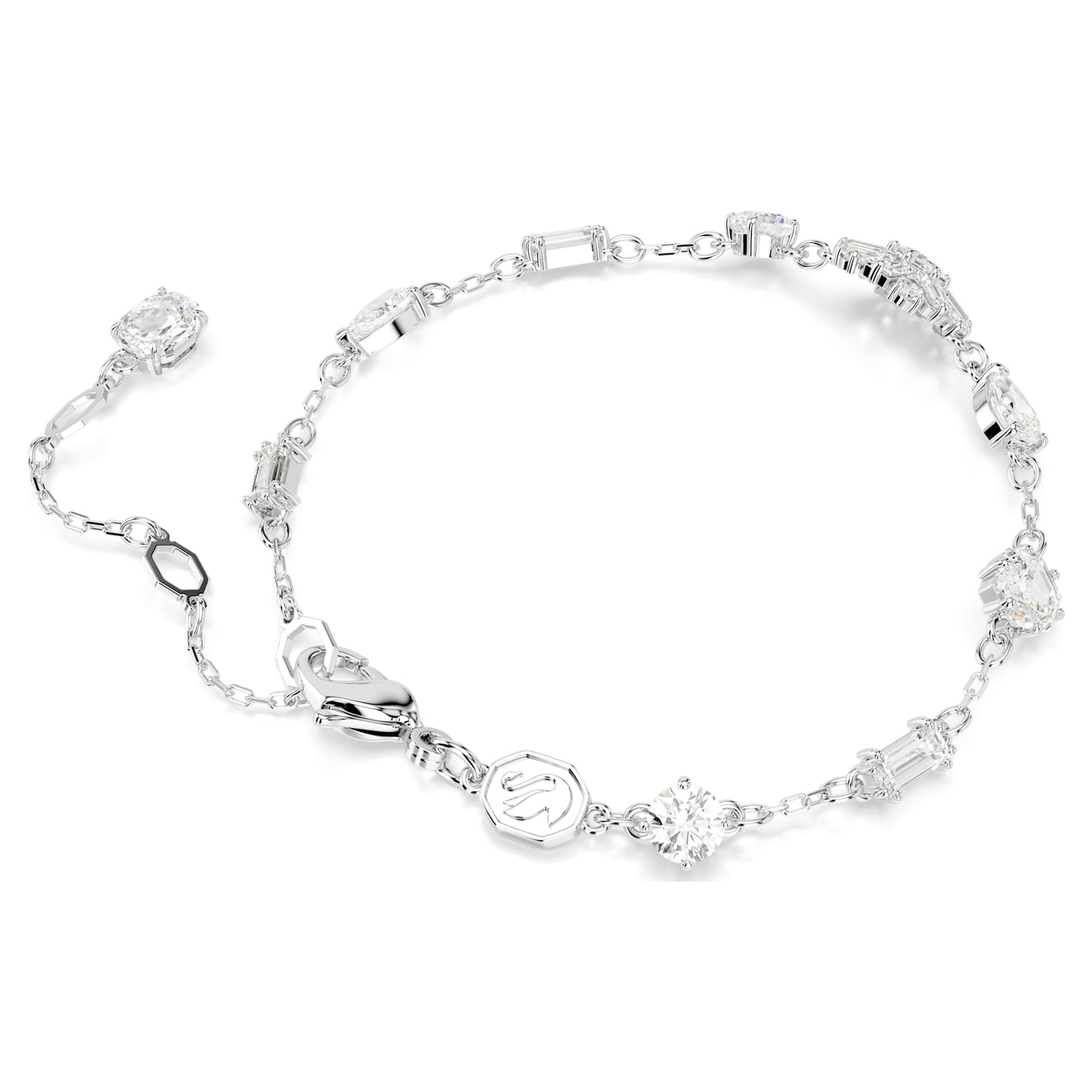 Bracciale Swarovski Idyllia Taglio misto, Fiocco Di Neve, Bianco, Placcato rodio