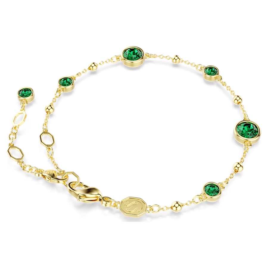 Bracciale Swarovski Imber Taglio Round, Verde, Placcato color oro - Misura M