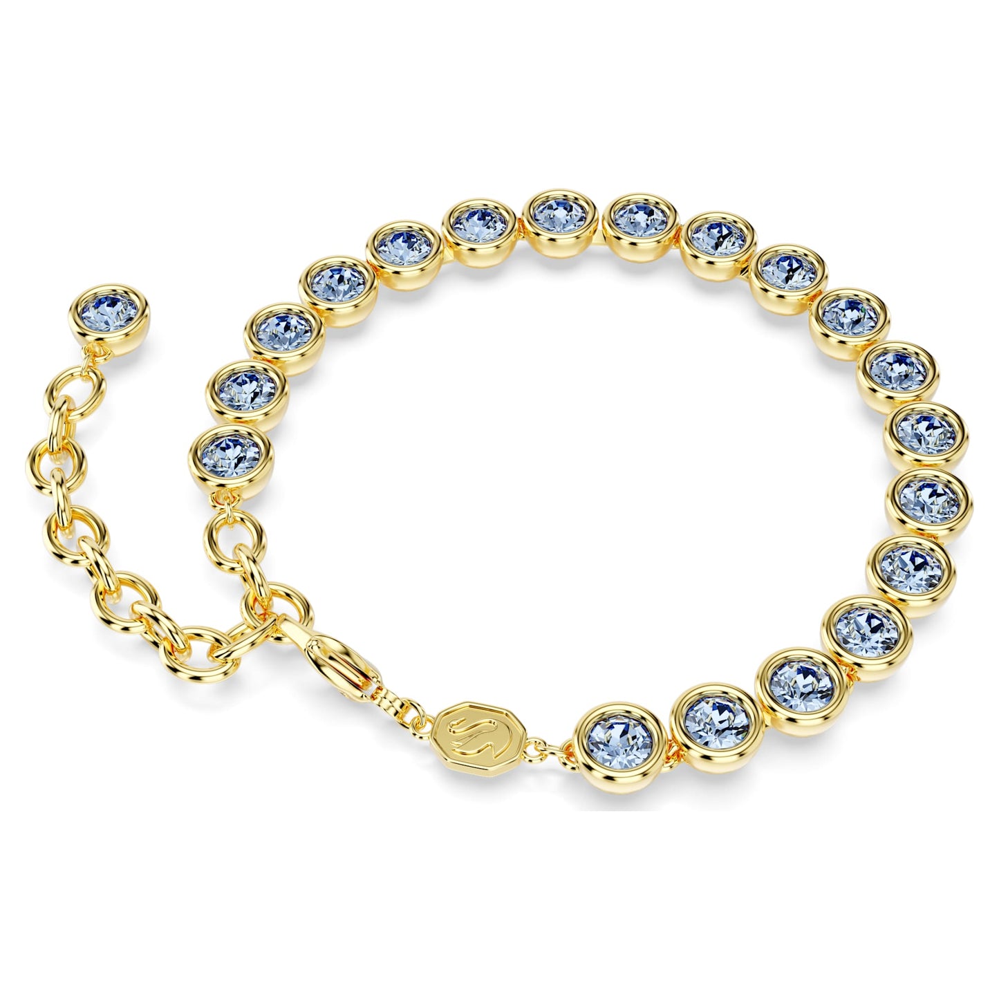 Bracciale Swarovski Imber Tennis Taglio tondo, Blu, Placcato color oro