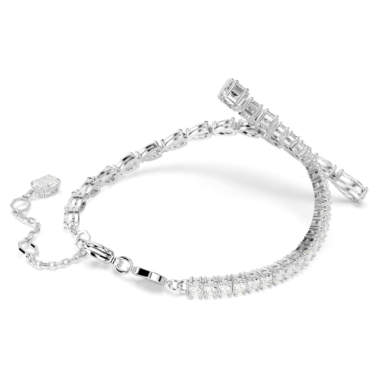 Bracciale Swarovski Matrix Taglio misto, Bianco, Placcato rodio