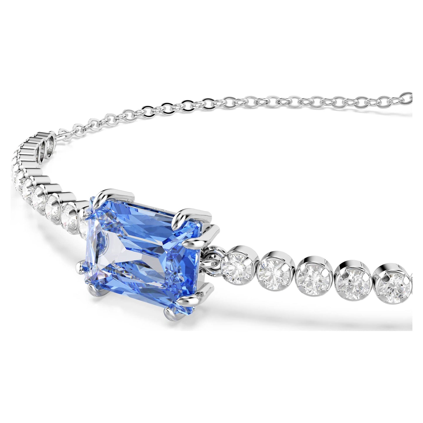 Bracciale Swarovski Matrix Tennis Taglio misto, Blu, Placcato rodio