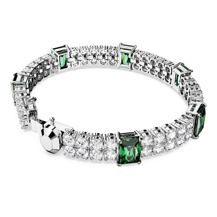 Bracciale Swarovski Matrix Tennis Taglio misto, Verde, Placcato rodio