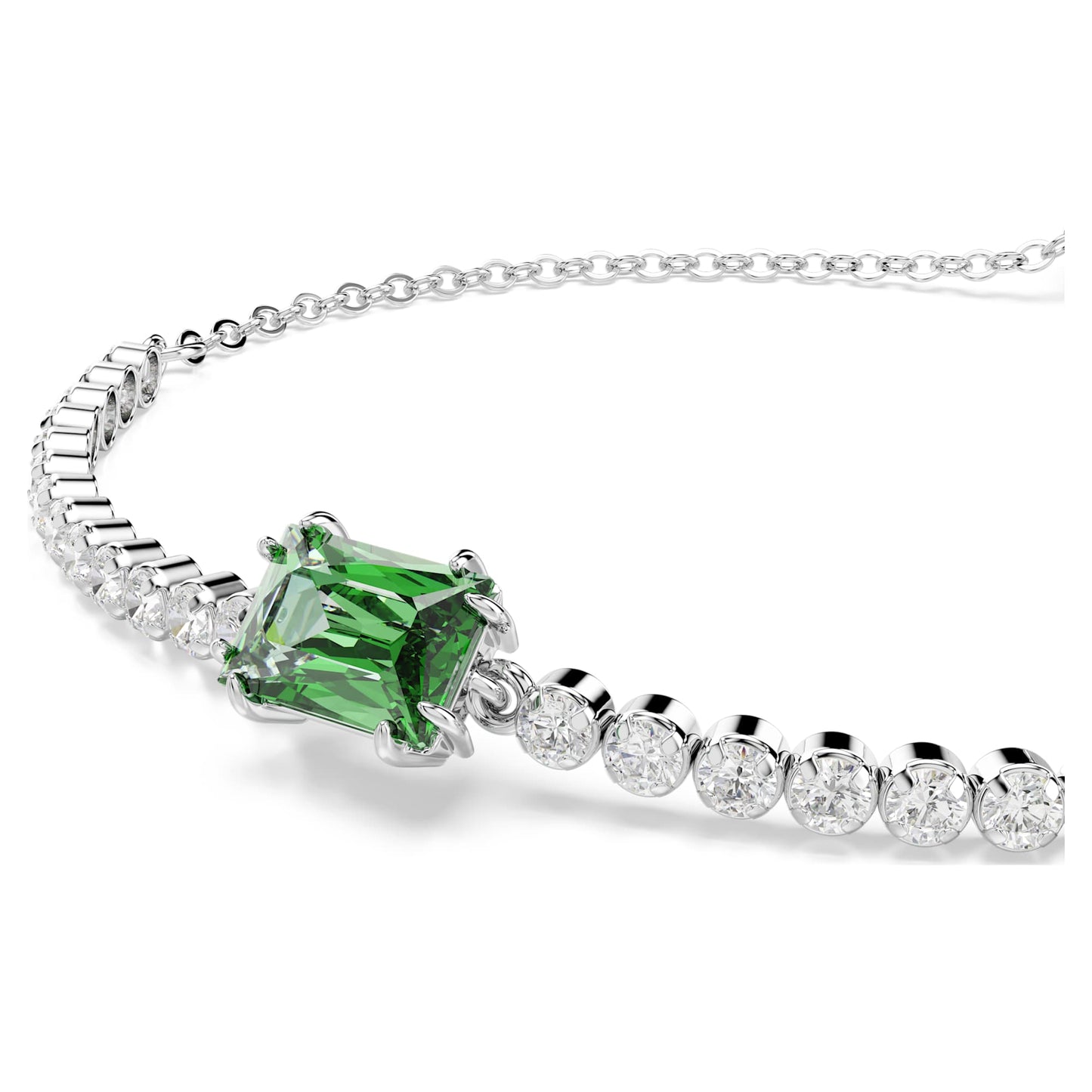 Bracciale Swarovski Matrix Tennis Taglio misto, Verde, Placcato rodio