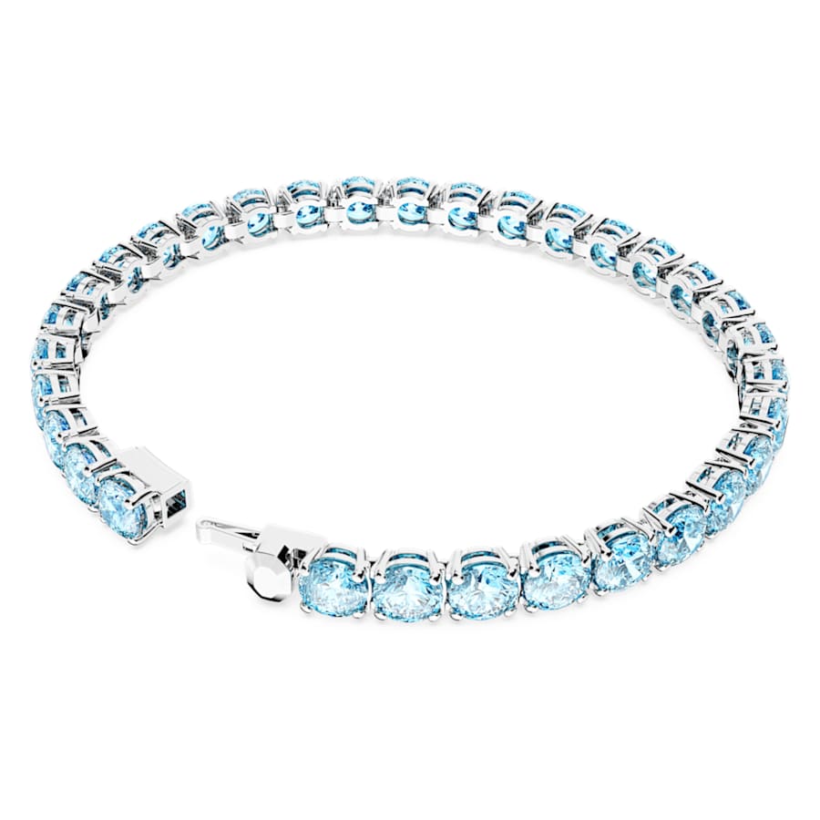 Bracciale Swarovski Matrix Tennis Taglio Round, Blu, Placcato rodio - Misura L