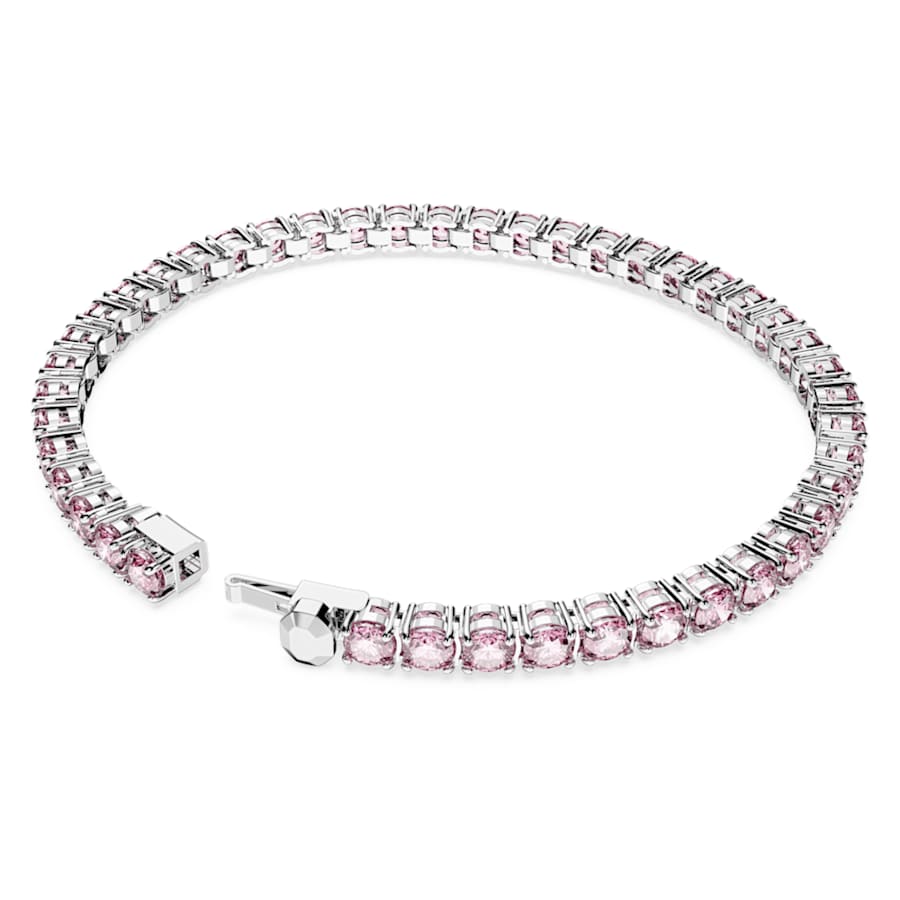 Bracciale Swarovski Matrix Tennis Taglio Round, Rosa, Placcato rodio - Misura M