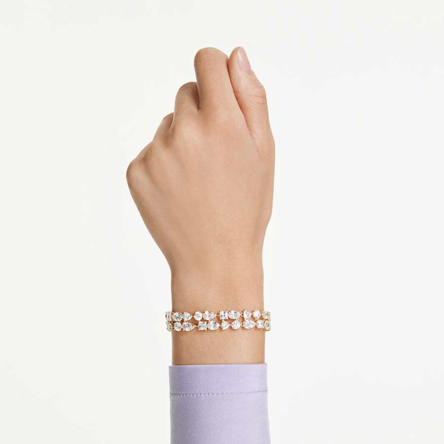 Bracciale Swarovski Mesmera Taglio misto, Bianco, Placcato color oro - Misura M