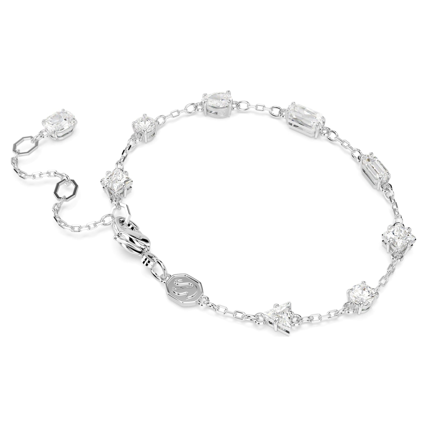 Bracciale Swarovski Mesmera Taglio misto, Design sparpagliato, Bianco, Placcato rodio