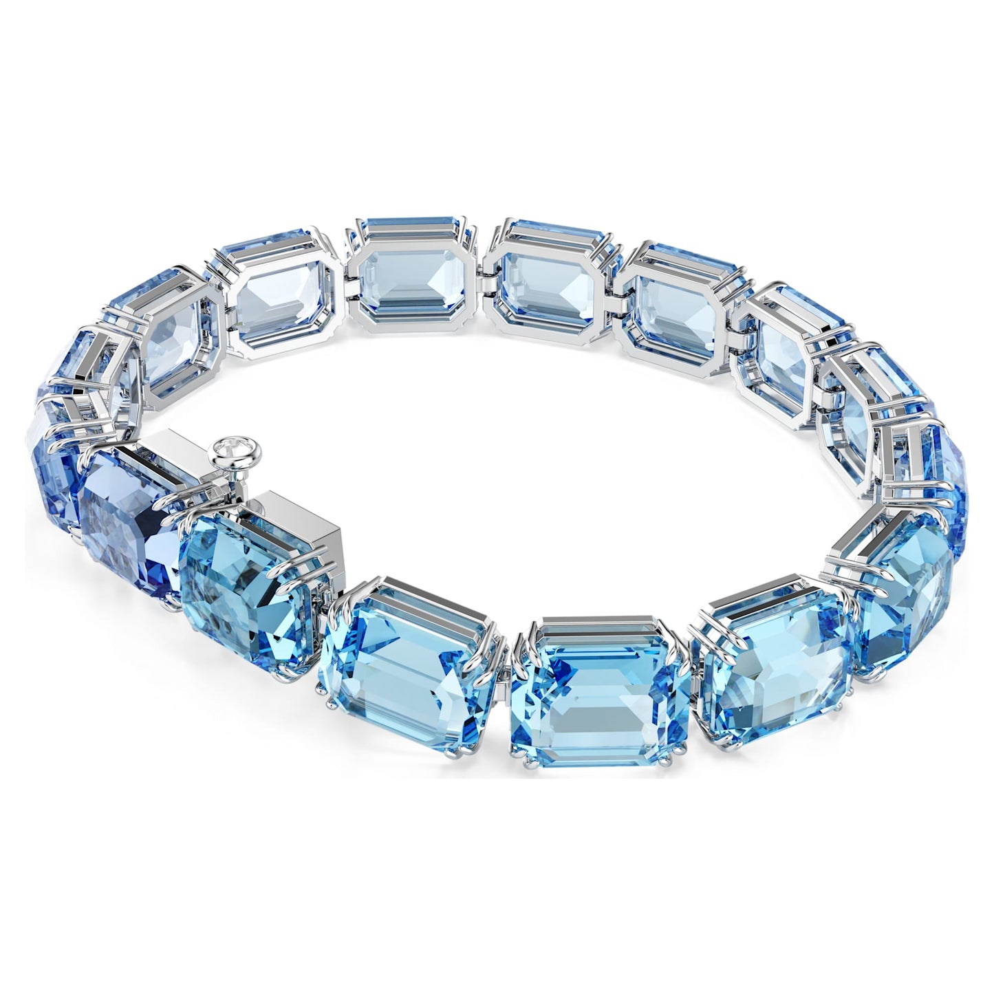 Bracciale Tennis Swarovski Millenia Taglio Octagon, Sfumatura di colore, Blu, Placcato rodio