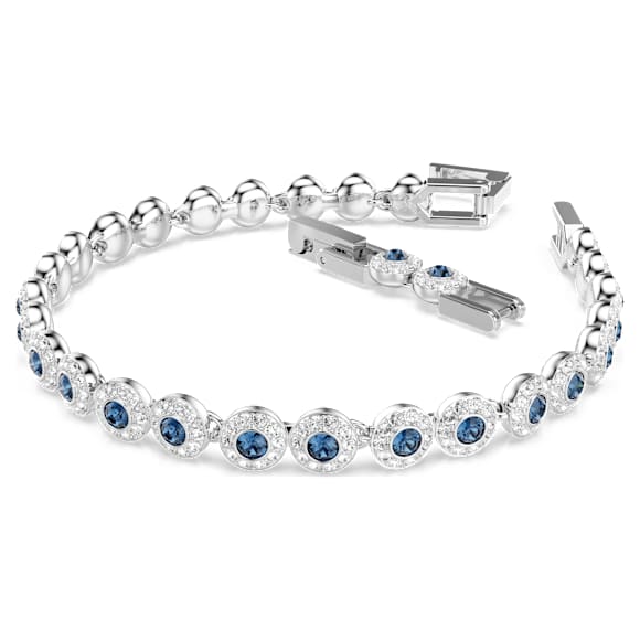 Bracciale Swarovski Una Angelic Taglio Round, Blu, Placcato rodio