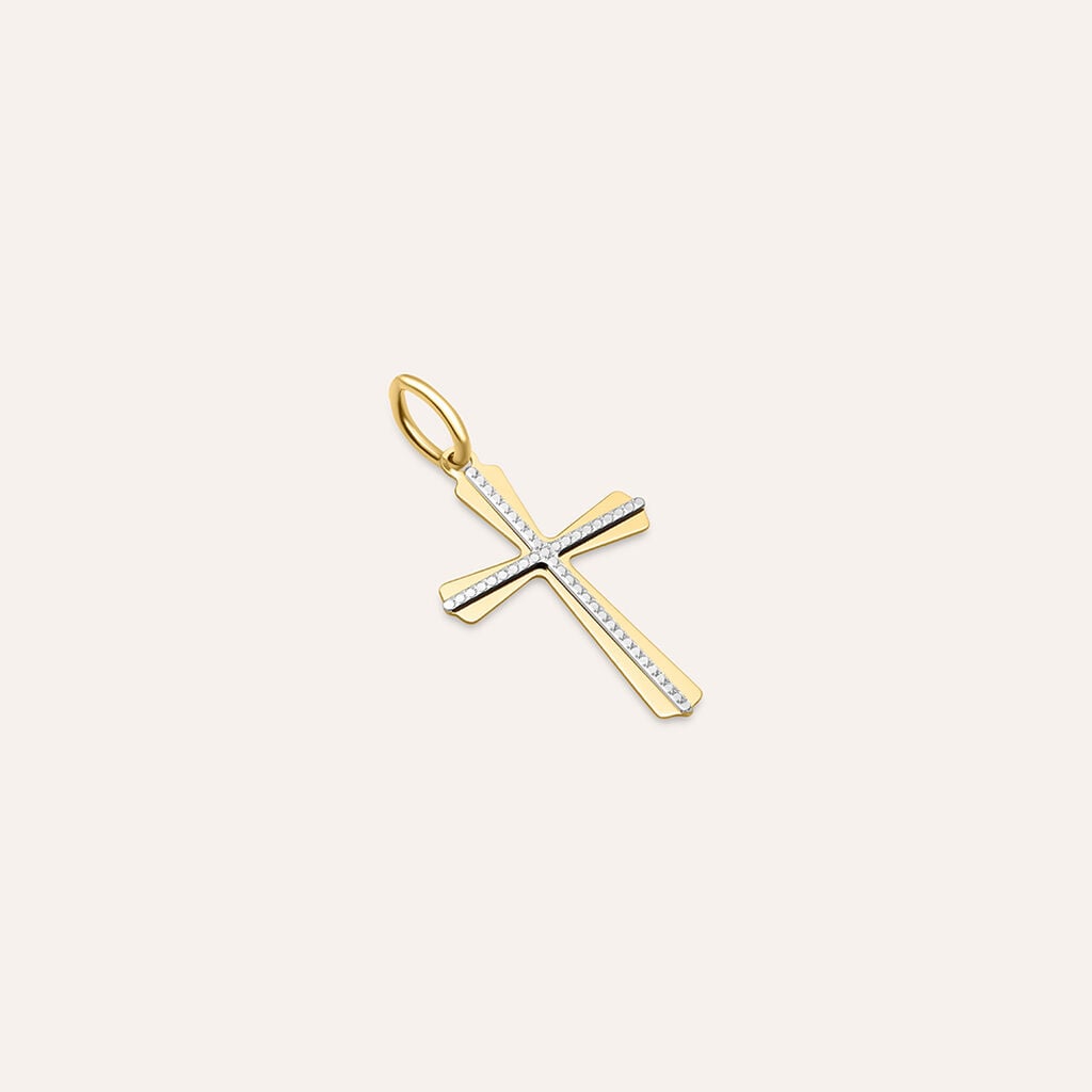 Ciondolo Stroili Holy Croce Oro Giallo/Bianco 9 Kt