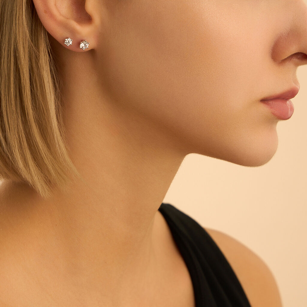 Orecchini a Lobo Stroili Claire Punto Luce Oro Bianco 9 Kt Cubic Zirconia
