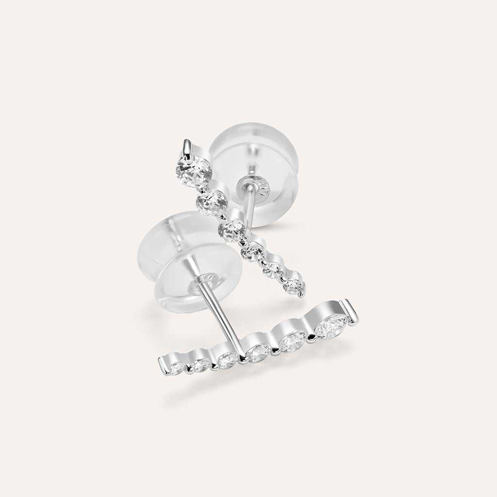 Orecchini a Lobo Stroili Claire Oro Bianco 9 Kt Cubic Zirconia a Decrescere