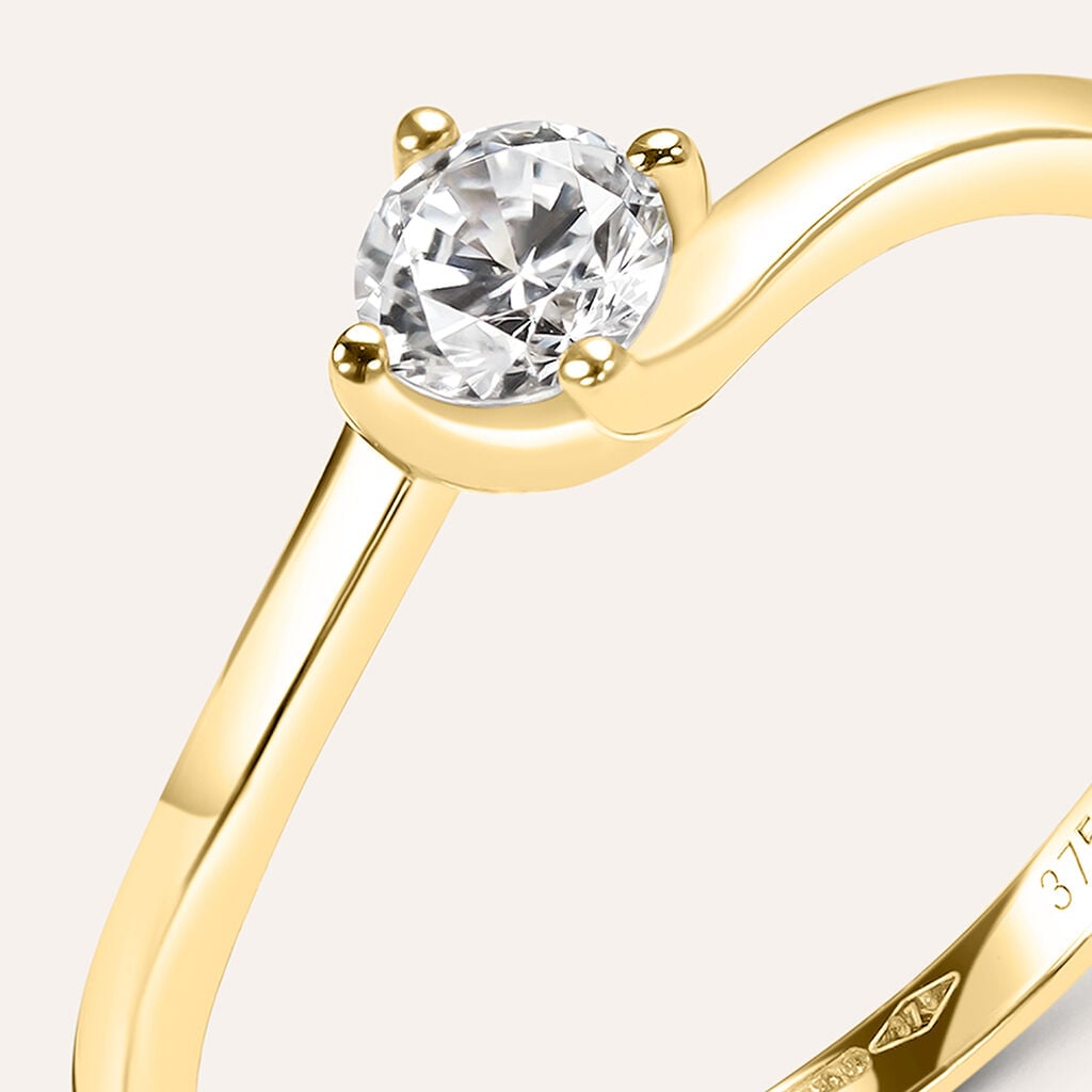 Anello Stroili Claire Solitario Oro Giallo 9 Kt Cubic Zirconia - Misura 16