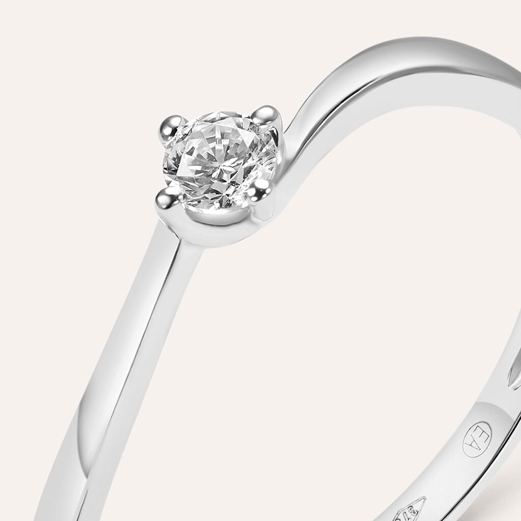 Anello Solitario Stroili Claire Oro Bianco 9 Kt Cubic Zirconia - Misura 14