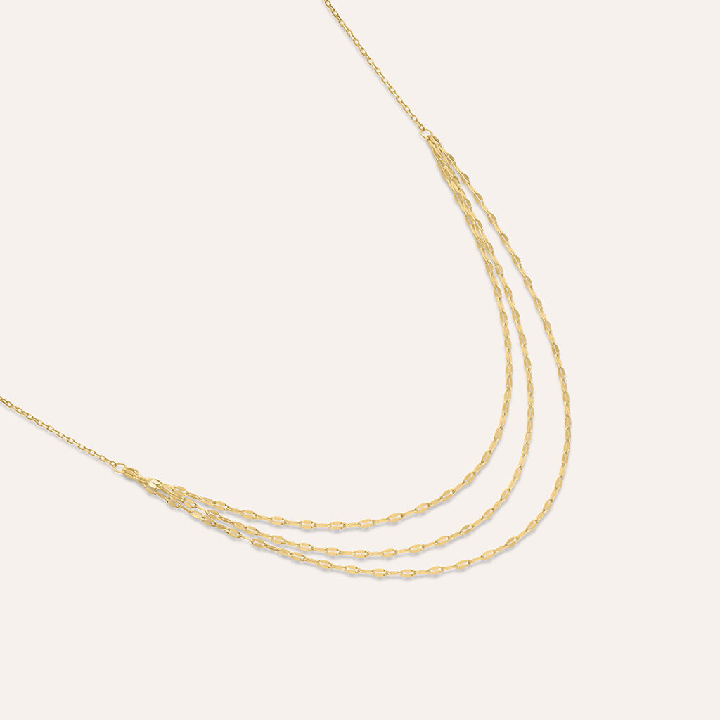 Collana Stroili Beverly Oro Giallo 9 Kt Centrale 3 Fili